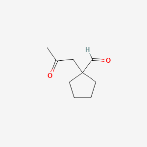 molecular formula C9H14O2 B13832396 1-(2-Oxopropyl)cyclopentane-1-carbaldehyde 