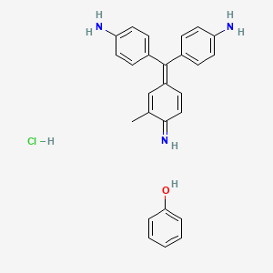 molecular formula C26H26ClN3O B13832489 4-[(4-Aminophenyl)-(4-imino-3-methylcyclohexa-2,5-dien-1-ylidene)methyl]aniline;phenol;hydrochloride 