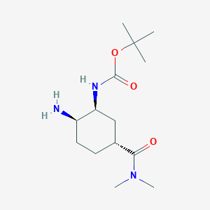 molecular formula C14H27N3O3 B1383255 叔丁基((1S,2R,5R)-2-氨基-5-(二甲基氨基羰基)环己基)氨基甲酸酯 CAS No. 2089454-69-1