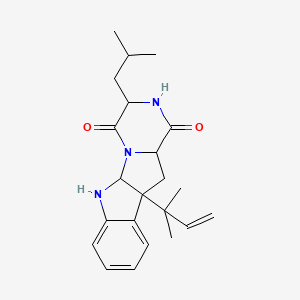 molecular formula C22H29N3O2 B13832567 9-(2-methylbut-3-en-2-yl)-4-(2-methylpropyl)-2,5,16-triazatetracyclo[7.7.0.02,7.010,15]hexadeca-10,12,14-triene-3,6-dione CAS No. 215121-47-4