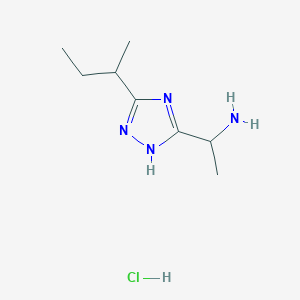 molecular formula C8H17ClN4 B1383272 1-[5-(丁烷-2-基)-1H-1,2,4-三唑-3-基]乙胺盐酸盐 CAS No. 1787904-43-1