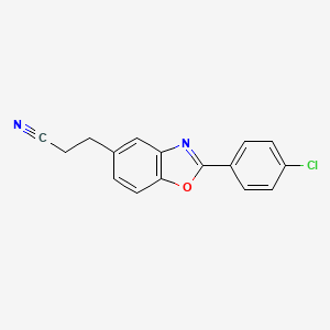 molecular formula C16H11ClN2O B13832749 2-(4-Chlorophenyl)benzoxazole-5-propiononitrile 