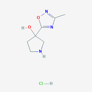molecular formula C7H12ClN3O2 B1383289 3-(3-Methyl-1,2,4-oxadiazol-5-yl)pyrrolidin-3-ol hydrochloride CAS No. 1803606-38-3