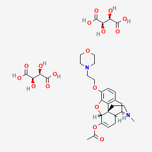 molecular formula C33H44N2O17 B13832926 Morphinan-6-alpha-ol, 6,7-didehydro-4,5-alpha-epoxy-17-methyl-3-(2-morpholinoethoxy)acetate bis(hydrogentartrate) CAS No. 74051-66-4