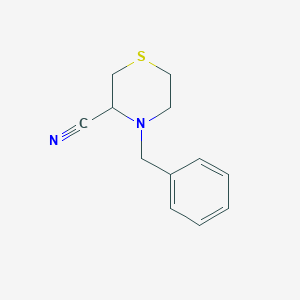 molecular formula C12H14N2S B1383296 4-苄硫代吗啉-3-碳腈 CAS No. 1798765-27-1