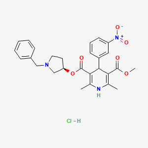 molecular formula C27H30ClN3O6 B13832972 5-O-[(3R)-1-benzylpyrrolidin-3-yl] 3-O-methyl 2,6-dimethyl-4-(3-nitrophenyl)-1,4-dihydropyridine-3,5-dicarboxylate;hydrochloride 