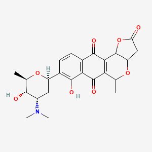 molecular formula C24H27NO8 B13833037 5-[(2R,4S,5S,6R)-4-(dimethylamino)-5-hydroxy-6-methyloxan-2-yl]-4-hydroxy-17-methyl-12,16-dioxatetracyclo[8.7.0.03,8.011,15]heptadeca-1(10),3(8),4,6-tetraene-2,9,13-trione 