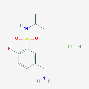 molecular formula C10H16ClFN2O2S B1383305 5-(aminomethyl)-2-fluoro-N-(propan-2-yl)benzene-1-sulfonamide hydrochloride CAS No. 1803605-51-7
