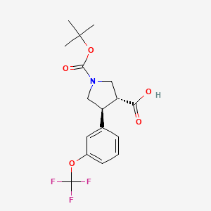 molecular formula C17H20F3NO5 B13833078 (3R,4S)-rel-1-(tert-Butoxycarbonyl)-4-(3-(trifluoromethoxy)phenyl)pyrrolidine-3-carboxylic acid 