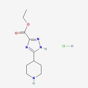 B1383314 ethyl 3-(piperidin-4-yl)-1H-1,2,4-triazole-5-carboxylate hydrochloride CAS No. 1795504-00-5