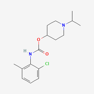 molecular formula C16H23ClN2O2 B13833367 Carbanilic acid, 2-chloro-6-methyl-, N-isopropyl-4-piperidinyl ester CAS No. 33531-31-6