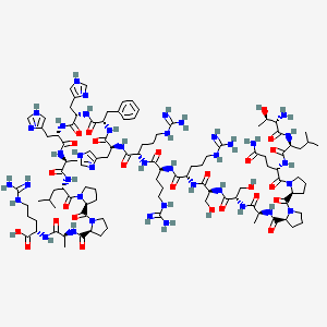 (2S)-2-[[(2S)-2-[[(2S)-1-[(2S)-1-[(2S)-2-[[(2S)-2-[[(2S)-2-[[(2S)-2-[[(2S)-2-[[(2S)-2-[[(2S)-2-[[(2S)-2-[[(2S)-2-[[(2S)-2-[[(2S)-2-[[(2S)-2-[[(2S)-1-[(2S)-1-[(2S)-5-amino-2-[[(2S)-2-[[(2S,3R)-2-amino-3-hydroxybutanoyl]amino]-4-methylpentanoyl]amino]-5-oxopentanoyl]pyrrolidine-2-carbonyl]pyrrolidine-2-carbonyl]amino]propanoyl]amino]-3-hydroxypropanoyl]amino]-3-hydroxypropanoyl]amino]-5-carbamimidamidopentanoyl]amino]-5-carbamimidamidopentanoyl]amino]-5-carbamimidamidopentanoyl]amino]-3-(1H-imidazol-4-yl)propanoyl]amino]-3-phenylpropanoyl]amino]-3-(1H-imidazol-4-yl)propanoyl]amino]-3-(1H-imidazol-4-yl)propanoyl]amino]propanoyl]amino]-4-methylpentanoyl]pyrrolidine-2-carbonyl]pyrrolidine-2-carbonyl]amino]propanoyl]amino]-5-carbamimidamidopentanoic acid