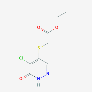 molecular formula C8H9ClN2O3S B1383354 Ethyl 2-((5-chloro-6-oxo-1,6-dihydropyridazin-4-yl)thio)acetate CAS No. 1696195-93-3