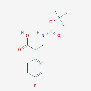 molecular formula C14H18FNO4 B1383373 3-{[(Tert-butoxy)carbonyl]amino}-2-(4-fluorophenyl)propanoic acid CAS No. 1690999-28-0