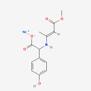 molecular formula C13H14NNaO5 B13833761 Benzeneacetic acid, 4-hydroxy-alpha-((3-methoxy-1-methyl-3-oxo-1-propenyl)amino)-, monosodium salt CAS No. 30650-47-6