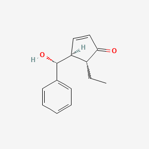 molecular formula C14H16O2 B13833889 2-Cyclopenten-1-one,5-ethyl-4-[(R)-hydroxyphenylmethyl]-,(4S,5R)-(9CI) 