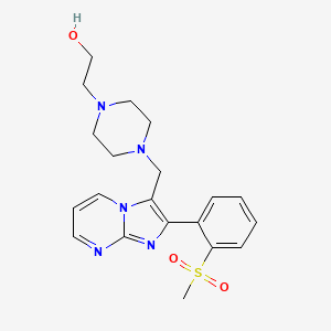 molecular formula C20H25N5O3S B13833948 1-Piperazineethanol, 4-(2-(o-methylsulfonylphenyl)imidazo(1,2-a)pyrimidin-3-yl)methyl- CAS No. 3458-58-0