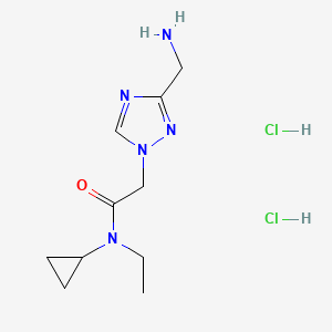 molecular formula C10H19Cl2N5O B1383416 2-[3-(氨甲基)-1H-1,2,4-三唑-1-基]-N-环丙基-N-乙基乙酰胺二盐酸盐 CAS No. 1803587-29-2