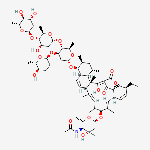 N-[(2S,3S,4S,6R)-6-[[(1S,3R,6S,7E,9S,11E,13S,16S,17S,18S,20S,21R,22S,23E)-17-[(2S,4R,5R,6R)-5-[(2R,4R,5S,6R)-5-[(2R,4R,5S,6R)-4,5-dihydroxy-6-methyloxan-2-yl]oxy-4-hydroxy-6-methyloxan-2-yl]oxy-4-[(2S,5R,6S)-5-hydroxy-6-methyloxan-2-yl]oxy-6-methyloxan-2-yl]oxy-3-ethyl-23-hydroxy-8,10,12,18,20,22-hexamethyl-25,27-dioxo-26-oxapentacyclo[22.2.1.01,6.013,22.016,21]heptacosa-4,7,11,14,23-pentaen-9-yl]oxy]-4-hydroxy-2,4-dimethyloxan-3-yl]acetamide