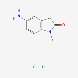 molecular formula C9H11ClN2O B1383425 5-amino-1-methyl-2,3-dihydro-1H-indol-2-one hydrochloride CAS No. 1790361-51-1