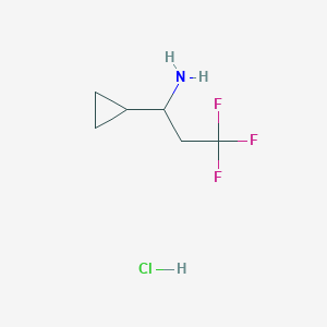 molecular formula C6H11ClF3N B1383435 1-Cyclopropyl-3,3,3-trifluoropropan-1-amine hydrochloride CAS No. 1788615-23-5