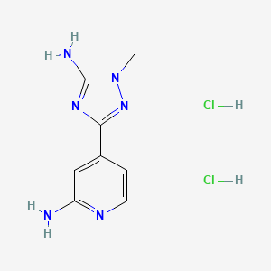 molecular formula C8H12Cl2N6 B1383450 4-(5-アミノ-1-メチル-1H-1,2,4-トリアゾール-3-イル)ピリジン-2-アミン二塩酸塩 CAS No. 1803600-51-2