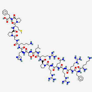 molecular formula C96H156N34O20S B13834584 (2S)-2-[[(2S)-1-[(2S)-2-[[(2S)-1-[2-[[(2S)-6-amino-2-[[(2S)-2-[[(2S)-2-[[(2S)-2-[[(2S)-2-[[(2S)-1-[(2S)-2-[[(2S)-5-amino-2-[[(2S)-5-carbamimidamido-2-[[(2S)-5-carbamimidamido-2-[[(2S)-2-[[(2S)-2,6-diaminohexanoyl]amino]-3-phenylpropanoyl]amino]pentanoyl]amino]pentanoyl]amino]-5-oxopentanoyl]amino]-5-carbamimidamidopentanoyl]pyrrolidine-2-carbonyl]amino]-5-carbamimidamidopentanoyl]amino]-4-methylpentanoyl]amino]-3-hydroxypropanoyl]amino]-3-(1H-imidazol-4-yl)propanoyl]amino]hexanoyl]amino]acetyl]pyrrolidine-2-carbonyl]amino]-4-methylsulfanylbutanoyl]pyrrolidine-2-carbonyl]amino]-3-phenylpropanoic acid 