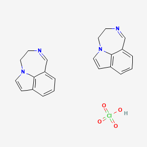 molecular formula C22H21ClN4O4 B13834641 1,10-diazatricyclo[6.4.1.04,13]trideca-2,4(13),5,7,9-pentaene;perchloric acid CAS No. 28740-72-9