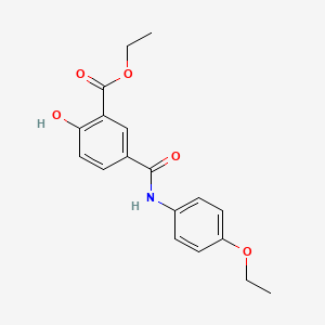 molecular formula C18H19NO5 B13834645 Benzoic acid, 5-(((4-ethoxyphenyl)amino)carbonyl)-2-hydroxy-, ethyl ester CAS No. 38507-91-4