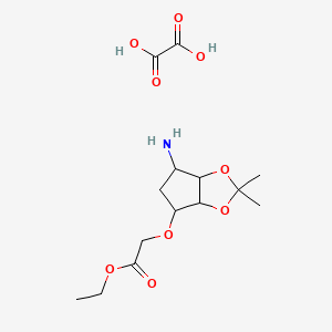 ethyl 2-[(6-amino-2,2-dimethyl-4,5,6,6a-tetrahydro-3aH-cyclopenta[d][1,3]dioxol-4-yl)oxy]acetate;oxalic acid