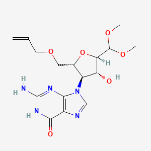 molecular formula C16H23N5O6 B13834716 4-(2-Amino-1,6-dihydro-6-oxo-9H-purin-9-YL)-2,5-anhydro-4-deoxy-6-O-2-propenyl-1-(dimethyl acetal)-L-mannose 