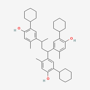 molecular formula C43H58O3 B13834825 Phenol, 4,4',4''-(1-methyl-1-propanyl-3-ylidene)tris[2-cyclohexyl-5-methyl- CAS No. 111850-25-0