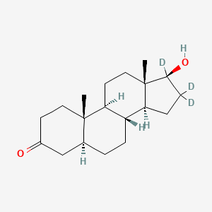 Androstan-3-one-16,16,17-d3, 17-hydroxy-, (5a,17ss)-; Androstanolone-d3; Androstanolone-16,16,17-d3; 5a-Dihydrotestosterone-D3; 16,16,17-d3-5a-Dihydrotestosterone; (5a,17ss)-17-Hydroxyandrostan-3-one-16,16,17-d3