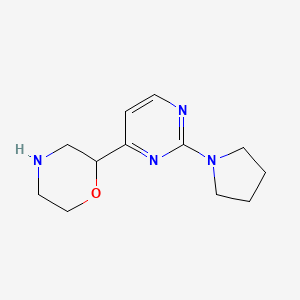 molecular formula C12H18N4O B1383517 2-[2-(Pyrrolidin-1-yl)pyrimidin-4-yl]morpholine CAS No. 1804129-72-3