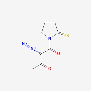 molecular formula C8H9N3O2S B13835176 2-Diazo-1-(2-sulfanylidenepyrrolidin-1-yl)butane-1,3-dione 