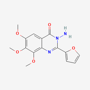 molecular formula C15H15N3O5 B13835186 3-Amino-2-(furan-2-yl)-6,7,8-trimethoxyquinazolin-4-one 