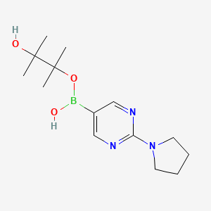 (3-Hydroxy-2,3-dimethylbutan-2-yl)oxy-(2-pyrrolidin-1-ylpyrimidin-5-yl)borinic acid