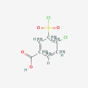 molecular formula C7H4Cl2O4S B13835354 4-chloro-3-chlorosulfonyl(1,2,3,4,5,6-13C6)cyclohexa-1,3,5-triene-1-carboxylic acid 