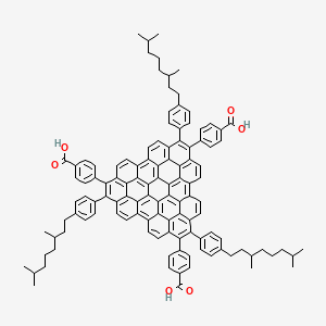 molecular formula C117H102O6 B13835570 4-[16,26-bis(4-carboxyphenyl)-7,17,27-tris[4-(3,7-dimethyloctyl)phenyl]-6-hexadecacyclo[26.18.2.02,43.05,42.08,41.011,40.012,37.015,36.018,35.021,34.022,31.025,30.029,46.032,45.033,38.039,44]octatetraconta-1,3,5(42),6,8(41),9,11,13,15(36),16,18(35),19,21,23,25(30),26,28,31,33,37,39,43,45,47-tetracosaenyl]benzoic acid 