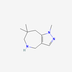 molecular formula C10H17N3 B1383562 1,7,7-trimethyl-1H,4H,5H,6H,7H,8H-pyrazolo[4,3-c]azepine CAS No. 2059993-44-9
