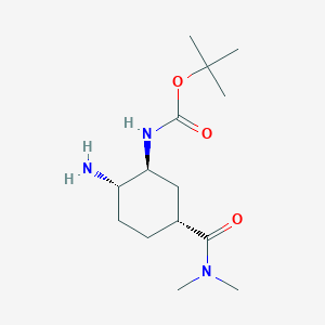 molecular formula C14H27N3O3 B1383577 tert-Butyl ((1S,2S,5R)-2-amino-5-(dimethylcarbamoyl)cyclohexyl)carbamate CAS No. 2081883-50-1