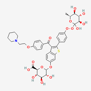 (2S,3S,4S,5R)-3,4,5-trihydroxy-6-[[3-[4-(2-piperidin-1-ylethoxy)benzoyl]-2-[4-[(3R,4S,5S,6R)-2,3,4,5-tetrahydroxy-6-methyloxan-2-yl]peroxyphenyl]-1-benzothiophen-6-yl]oxy]oxane-2-carboxylic acid