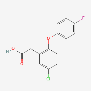 molecular formula C14H10ClFO3 B1383583 2-(2-(4-Fluorophenoxy)-5-chlorophenyl)acetic acid CAS No. 1242014-98-7