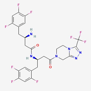 molecular formula C26H23F9N6O2 B1383584 (R)-3-amino-N-((R)-4-oxo-4-(3-(trifluoromethyl)-5,6-dihydro-[1,2,4]triazolo[4,3-a]pyrazin-7(8H)-yl)-1-(2,4,5-trifluorophenyl)butan-2-yl)-4-(2,4,5-trifluorophenyl)butanamide CAS No. 2072867-07-1