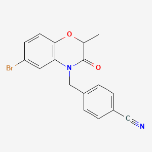 molecular formula C17H13BrN2O2 B1383592 4-((6-Bromo-2,3-dihydro-2-methyl-3-oxobenzo[b][1,4]oxazin-4-yl)methyl)benzonitrile CAS No. 1159978-63-8