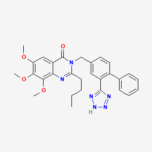 molecular formula C29H30N6O4 B13836112 4(3H)-Quinazolinone, 2-butyl-6,7,8-trimethoxy-3-[[2-(1H-tetrazol-5-YL)[1,1-biphenyl]-4-YL]methyl]- 