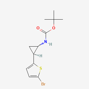 molecular formula C12H16BrNO2S B1383623 叔丁基 N-[(1S,2S)-rel-2-(5-溴噻吩-2-基)环丙基]氨基甲酸酯 CAS No. 1379466-13-3