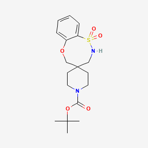 molecular formula C18H26N2O5S B1383626 Tert-Butyl 3,5-Dihydro-2H-Spiro[Benzo[B][1,4,5]Oxathiazocine-4,4-Piperidine]-1-Carboxylate 1,1-Dioxide CAS No. 1251004-16-6