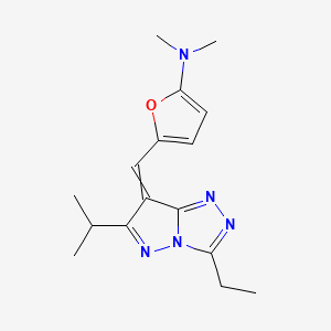 molecular formula C16H21N5O B13836285 2-Furanamine, 5-[[3-ethyl-6-(1-methylethyl)-7H-pyrazolo[5,1-c]-1,2,4-triazol-7-ylidene]methyl]-N,N-dimethyl- 