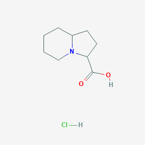 molecular formula C9H16ClNO2 B1383636 Octahydroindolizine-3-carboxylic acid hydrochloride CAS No. 2044713-41-7